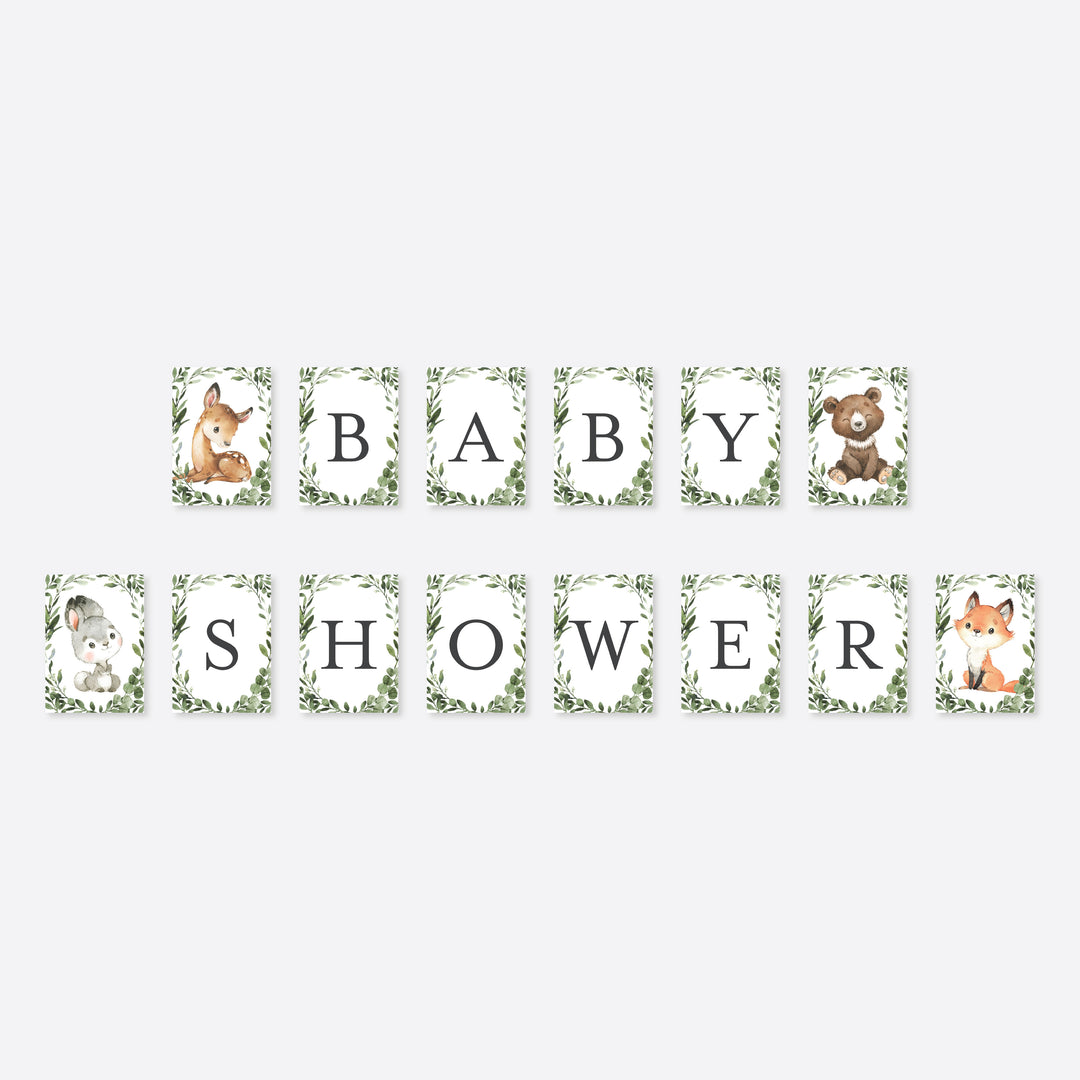 Baby Woodland Baby Shower Party Banner Printable