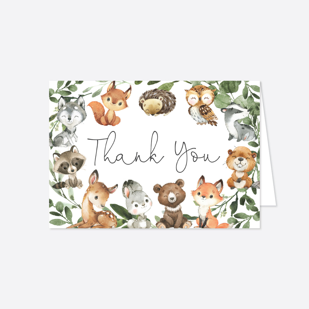 Baby Woodland Baby Shower Thank You Card Printable