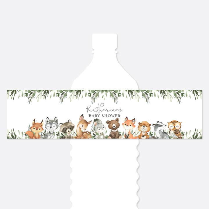 Baby Woodland Baby Shower Water Bottle Label Printable