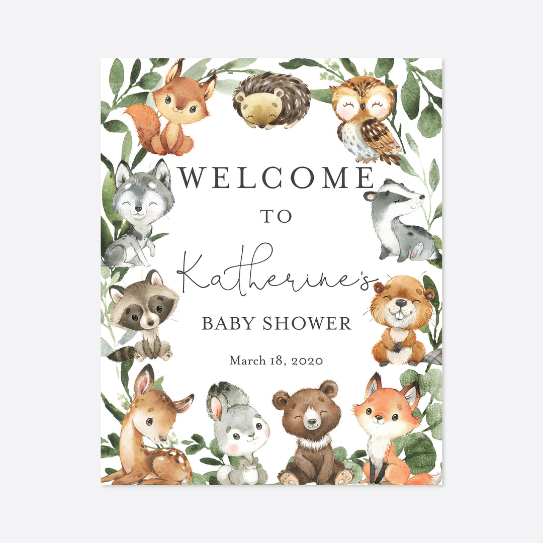 Baby Woodland Baby Shower Welcome Sign Printable