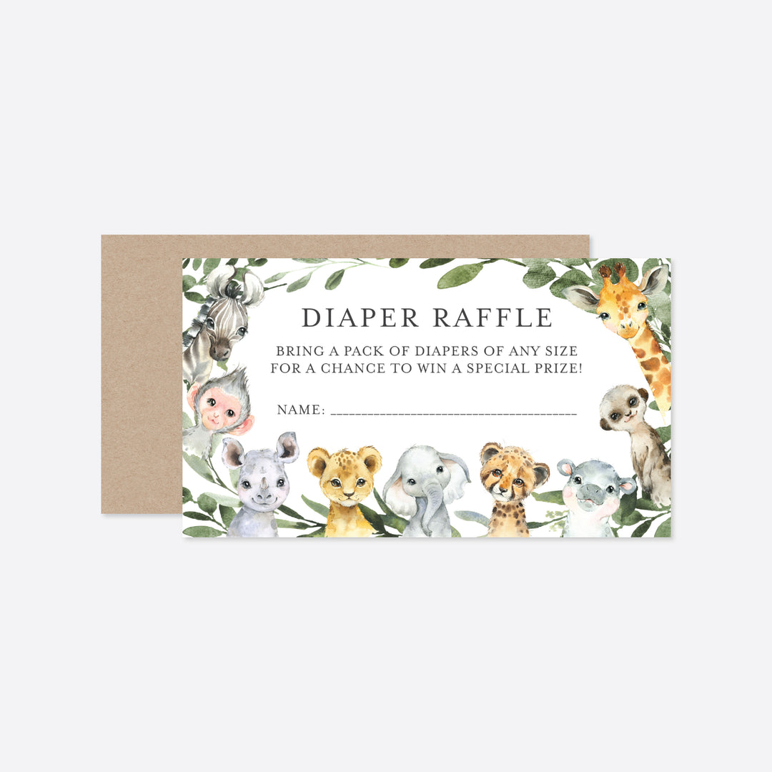 Little Safari Baby Shower Diaper Raffle Printable