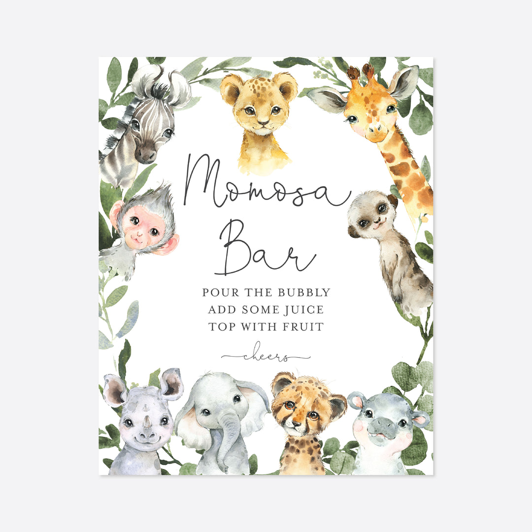 Little Safari Baby Shower Mimosa Bar Sign Printable