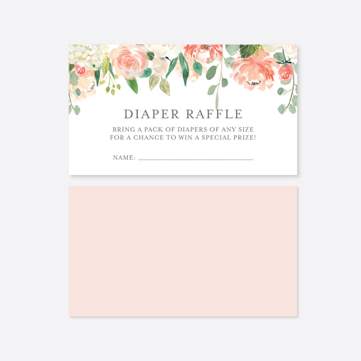 Peach and Cream Baby Shower Diaper Raffle Printable