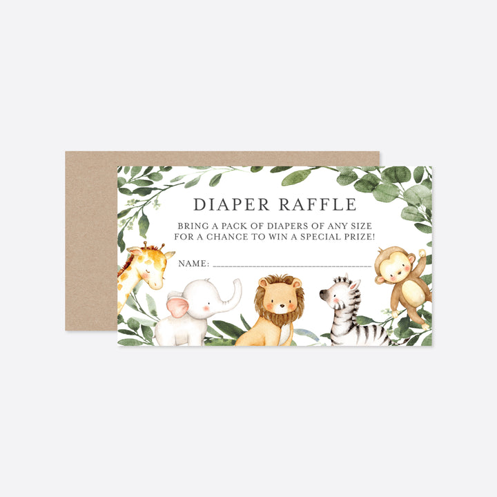 Safari Friends Baby Shower Diaper Raffle Printable