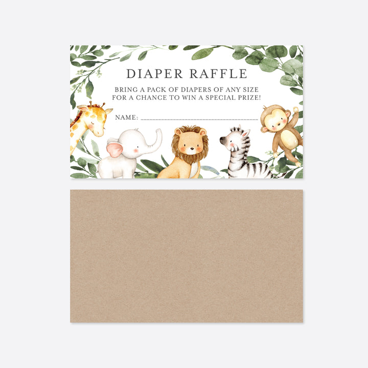 Safari Friends Baby Shower Diaper Raffle Printable