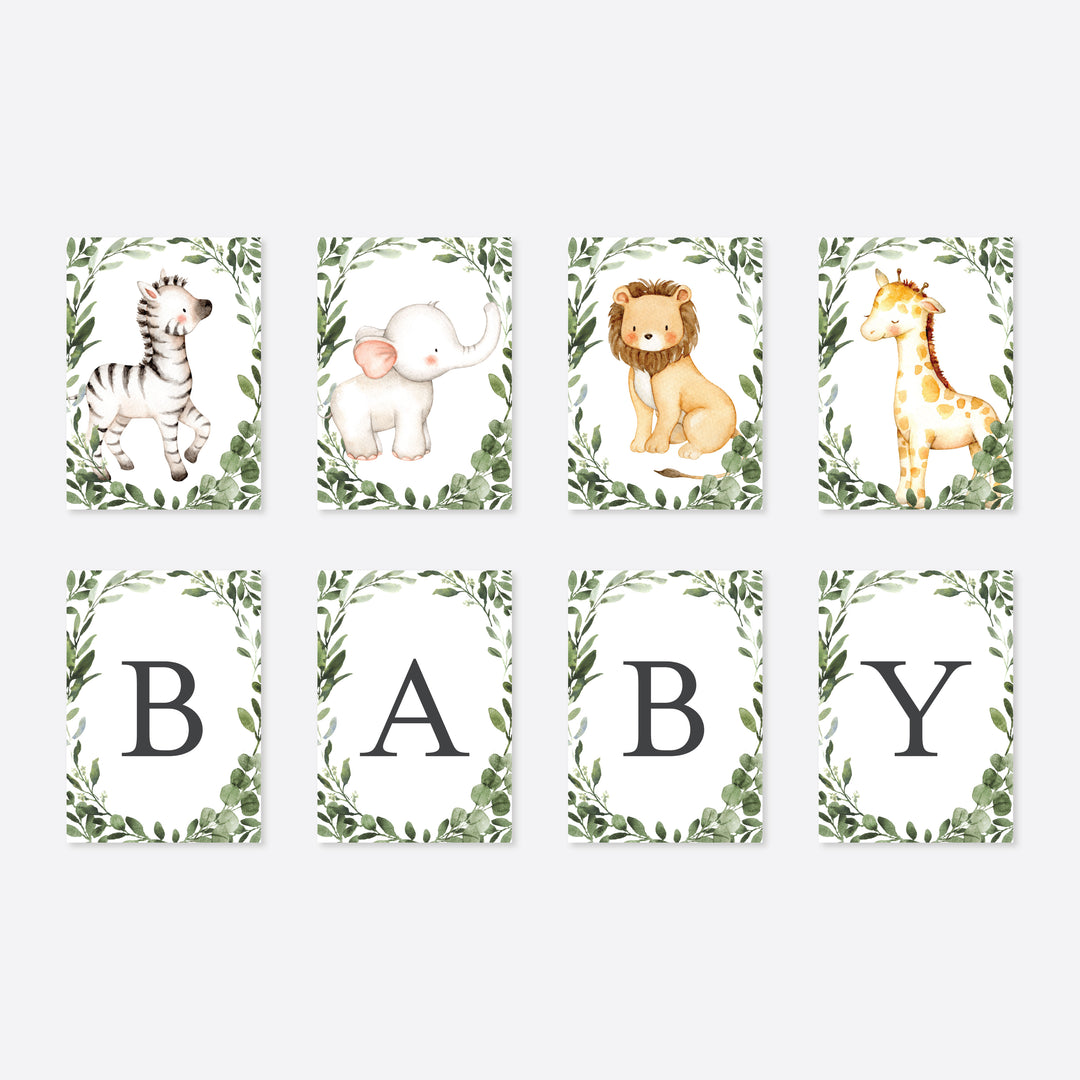 Safari Friends Baby Shower Party Banner Printable