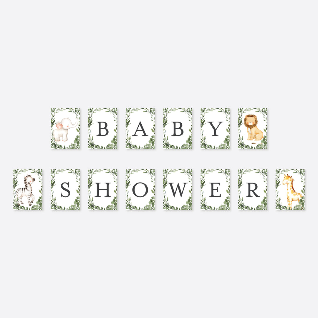 Safari Friends Baby Shower Party Banner Printable