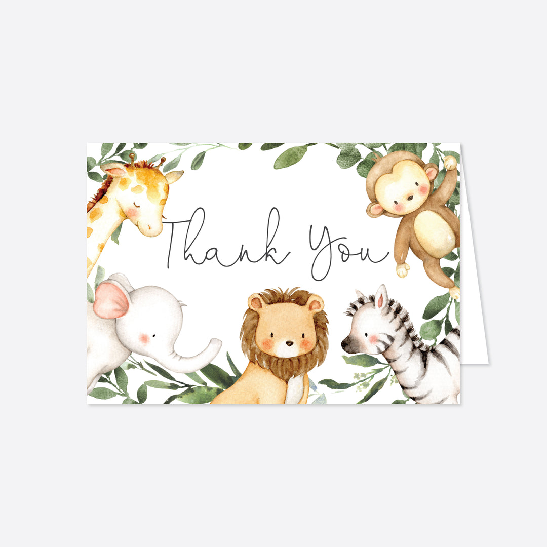 Safari Friends Baby Shower Thank You Card Printable
