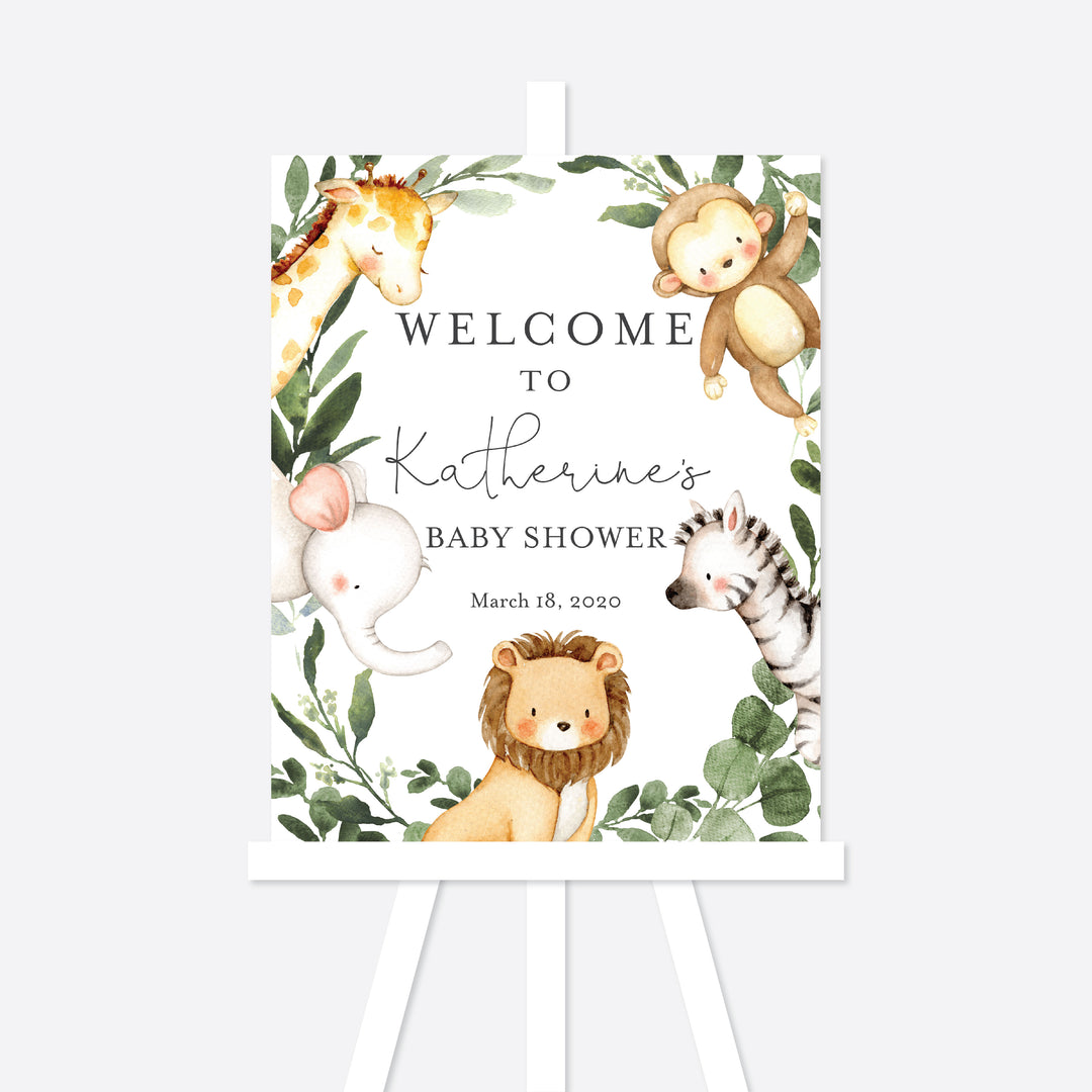 Safari Friends Baby Shower Welcome Sign Printable