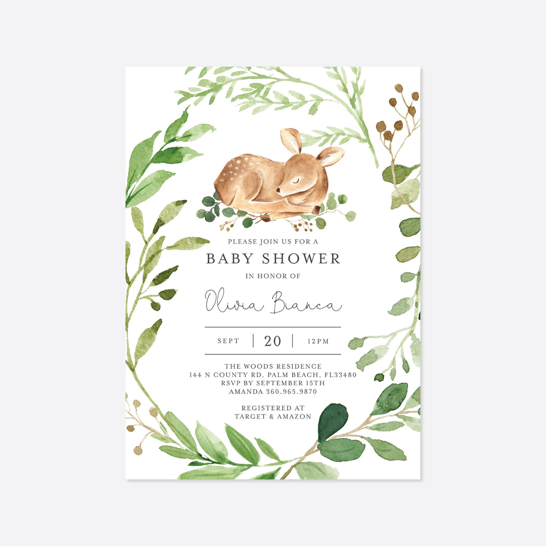 Baby Deer Baby Shower Invitation Printable