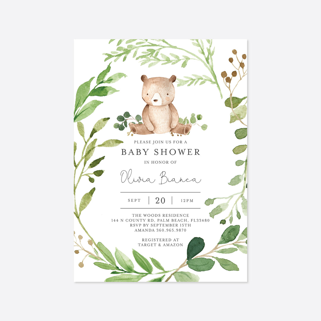 Baby Bear Baby Shower Invitation Printable