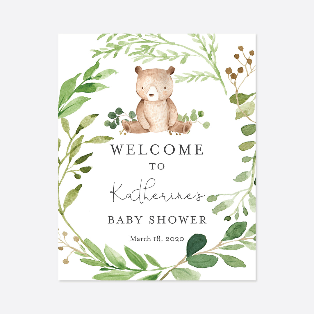 Baby Bear Baby Shower Welcome Sign Printable