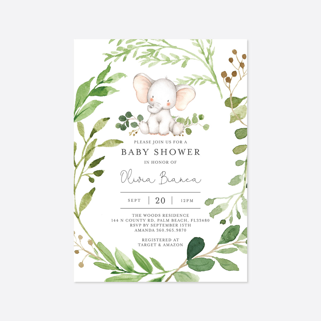 Baby Elephant Baby Shower Invitation Printable