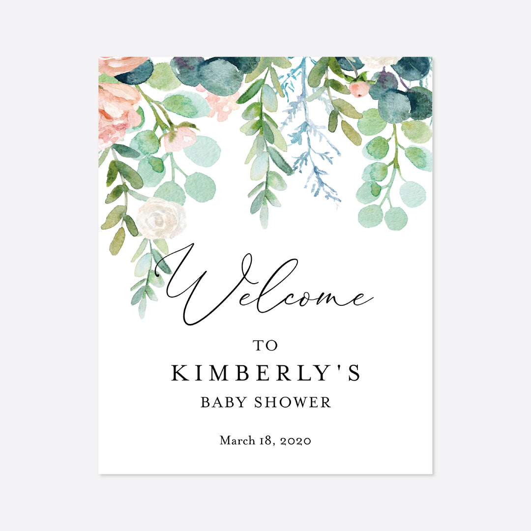 Blush Garden Baby Shower Welcome Sign Printable