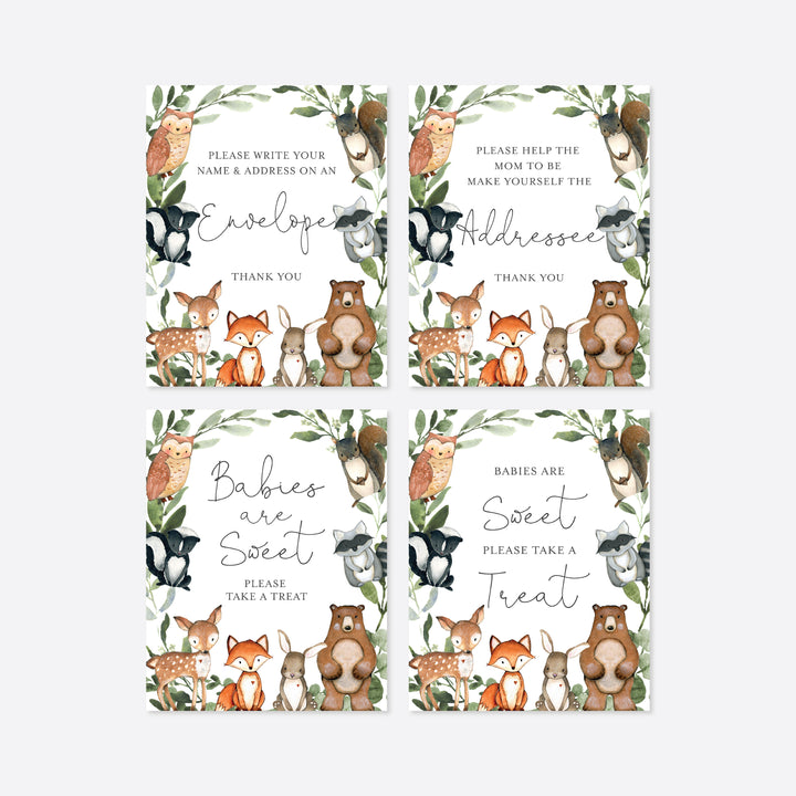 Woodland Animals Baby Shower Table Signs Bundle Printable