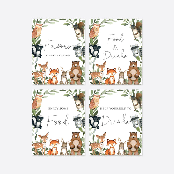 Woodland Animals Baby Shower Table Signs Bundle Printable
