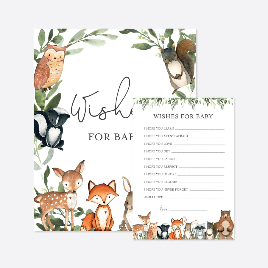 Woodland Animals Baby Shower Wishes For Baby Printable