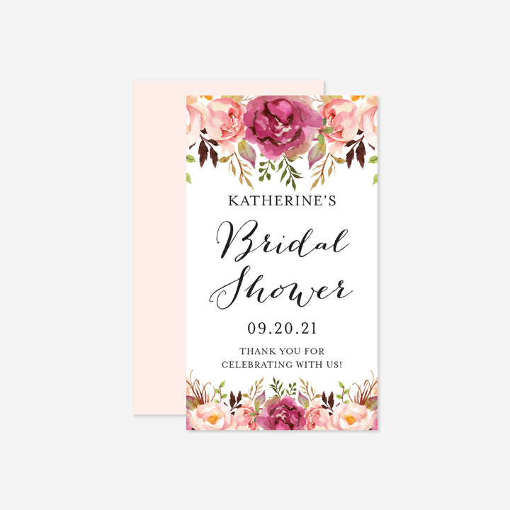 Pink Floral Bridal Shower Favor Tag Printable