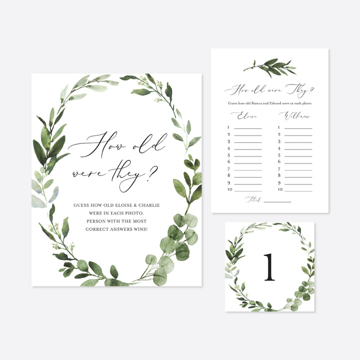 Foliage Bridal Shower How Old Were They Game Printable
