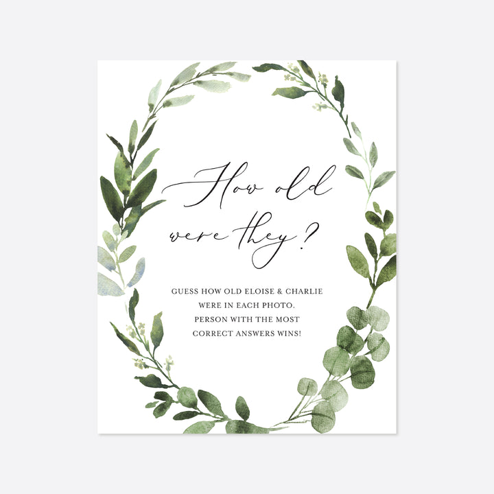 Foliage Bridal Shower How Old Were They Game Printable