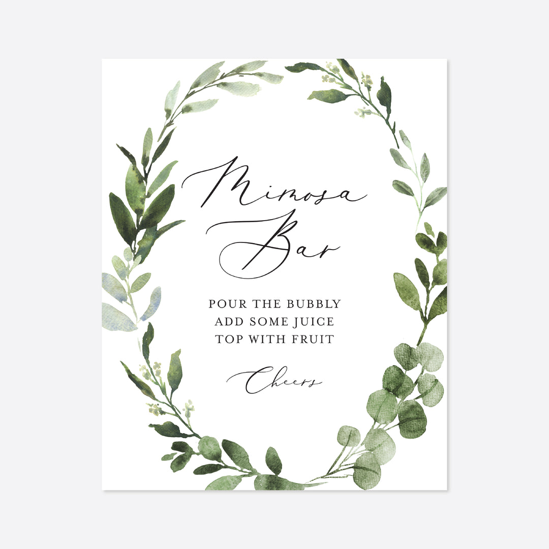 Foliage Bridal Shower Mimosa Bar Sign Printable