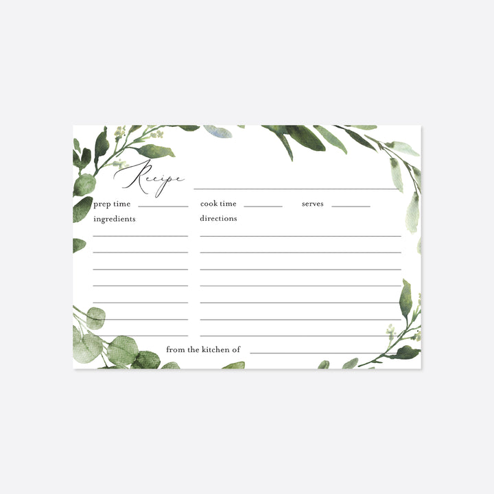 Foliage Bridal Shower Recipe Printable