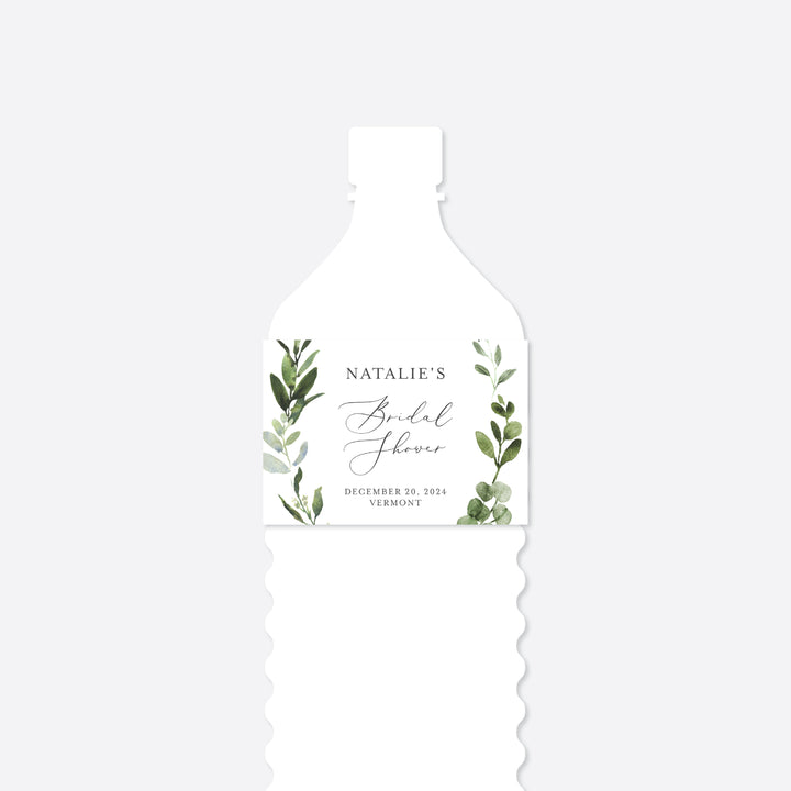 Foliage Bridal Shower Water Bottle Label Printable