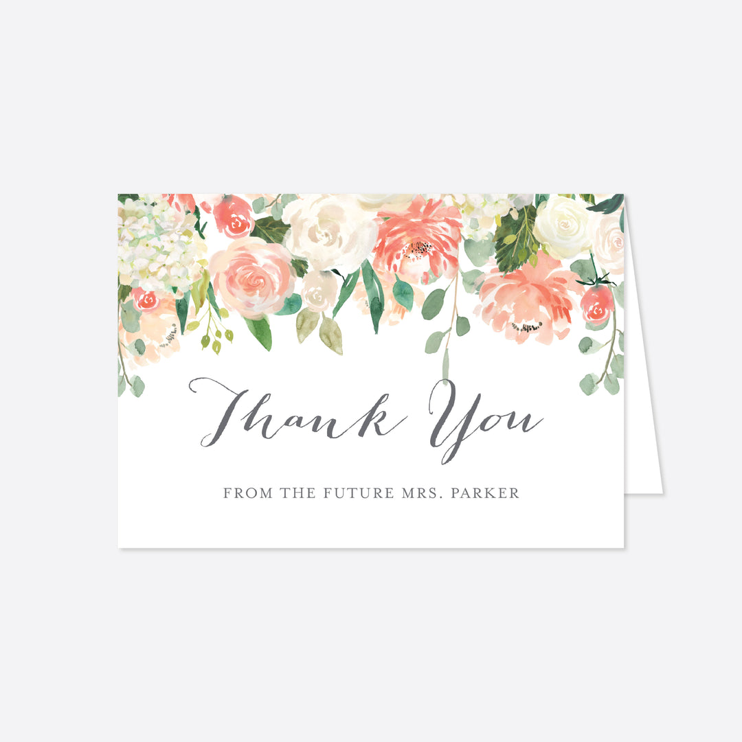 Peach and Cream Bridal Shower Thank You Card Printable