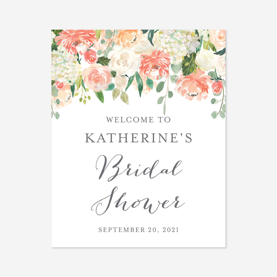 Peach and Cream Bridal Shower Welcome Sign Printable