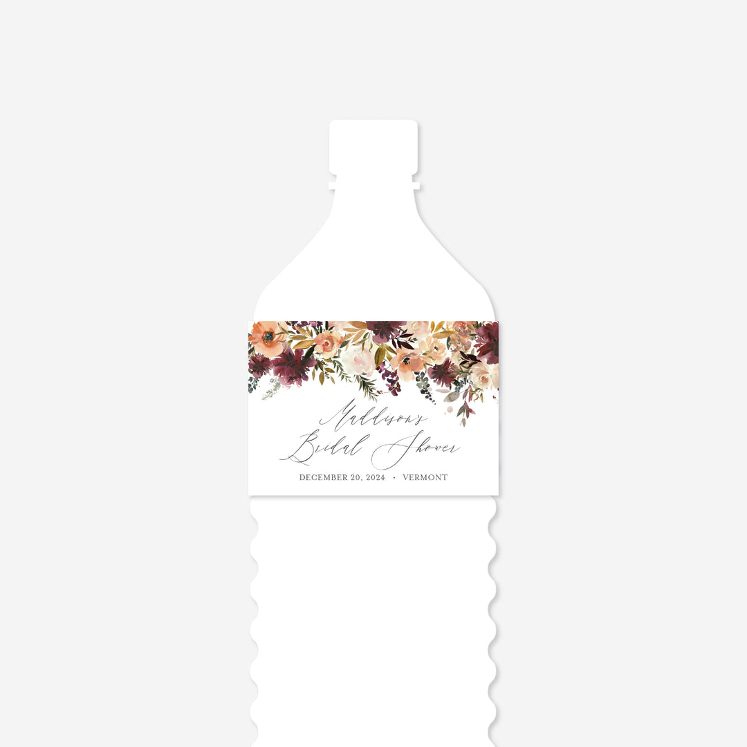 Romance Blush Bridal Shower Water Bottle Label Printable