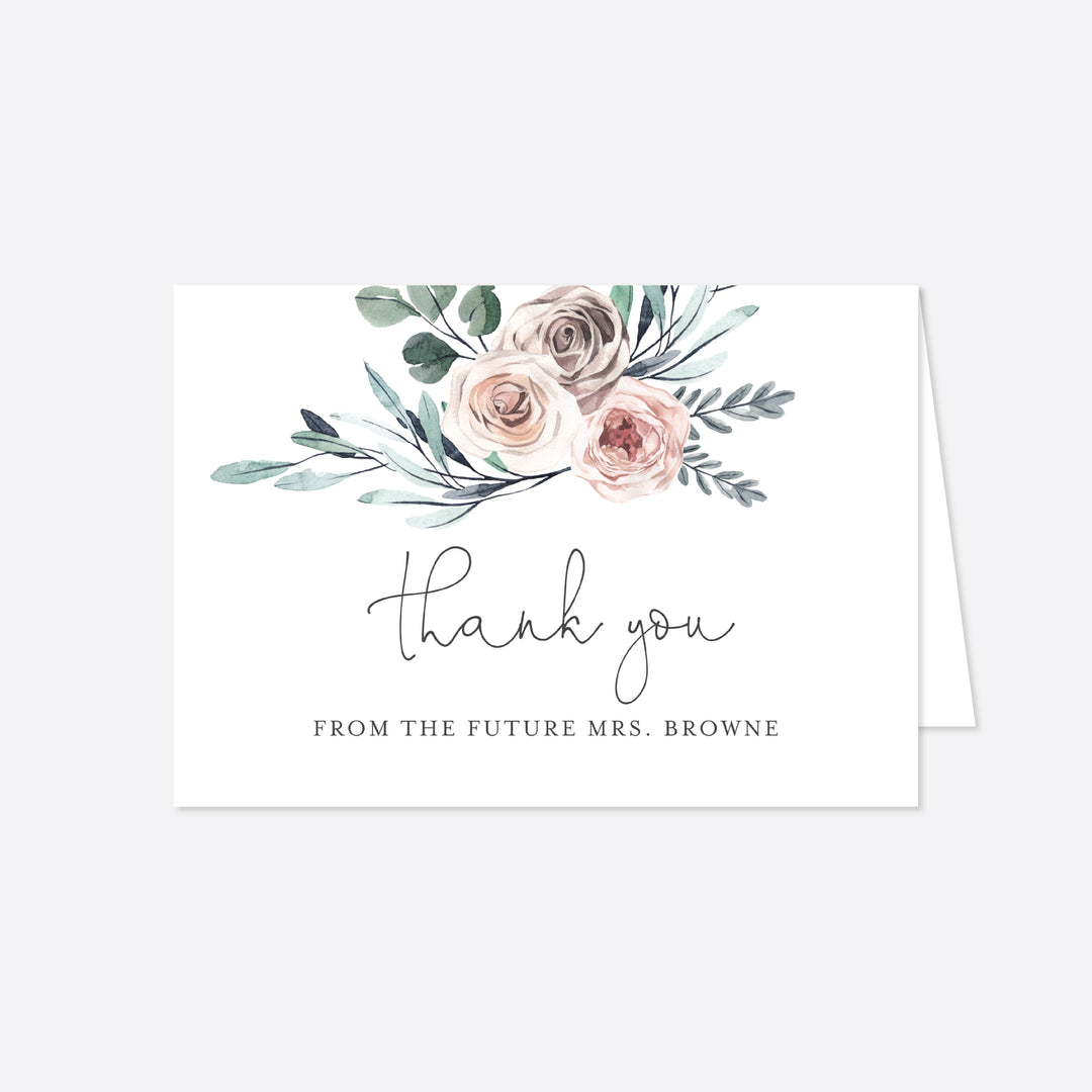 Boho Rose Bridal Shower Thank You Card Printable