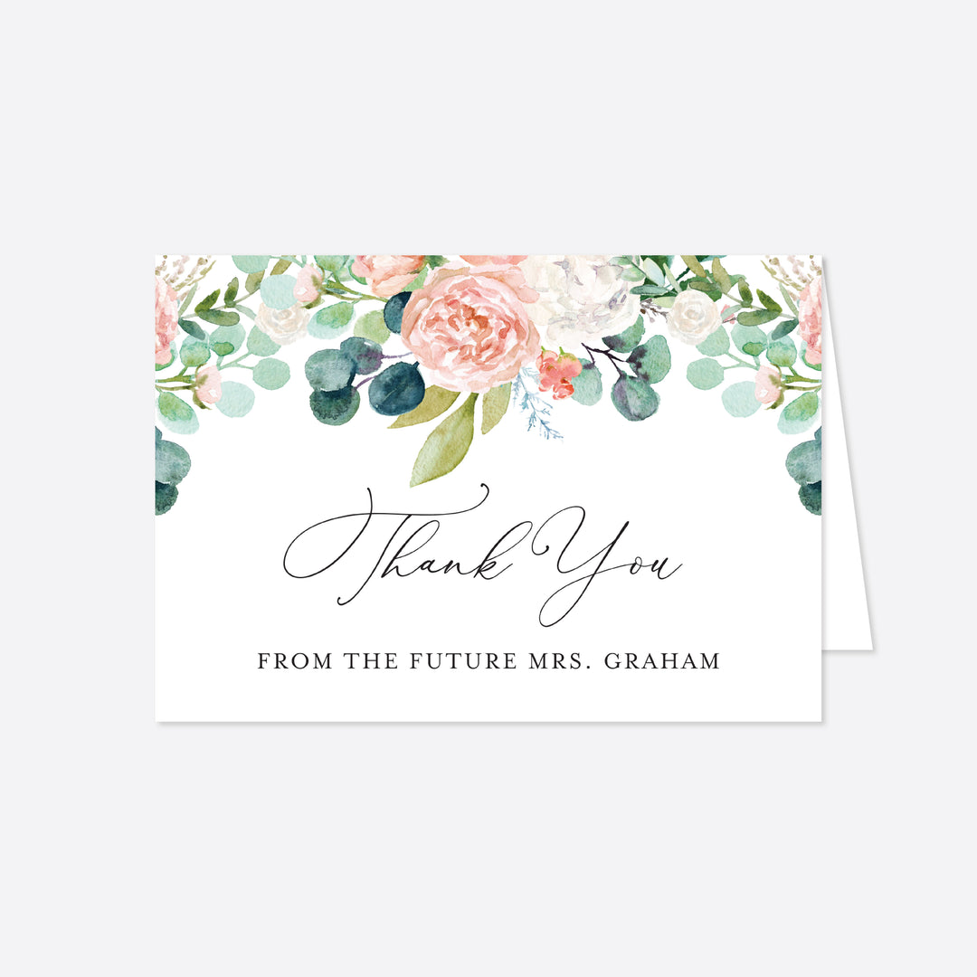 Blush Garden Bridal Shower Thank You Card Printable