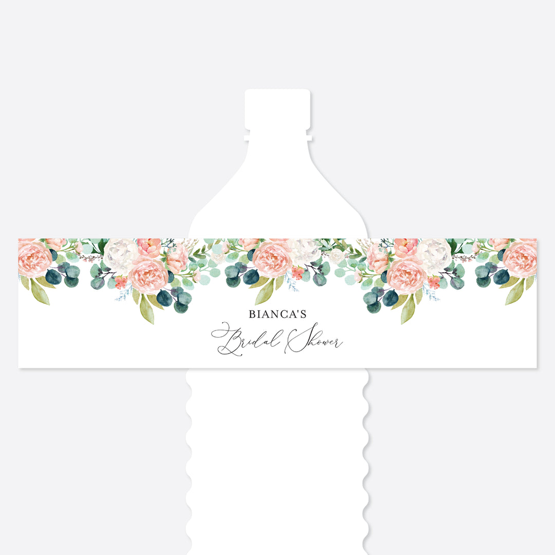 Blush Garden Bridal Shower Water Bottle Label Printable