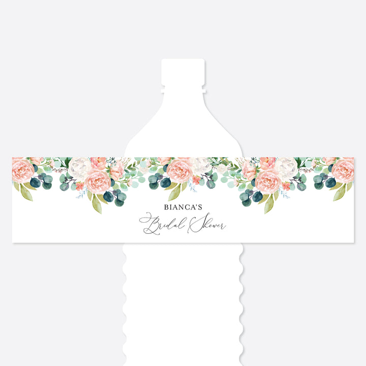 Blush Garden Bridal Shower Water Bottle Label Printable