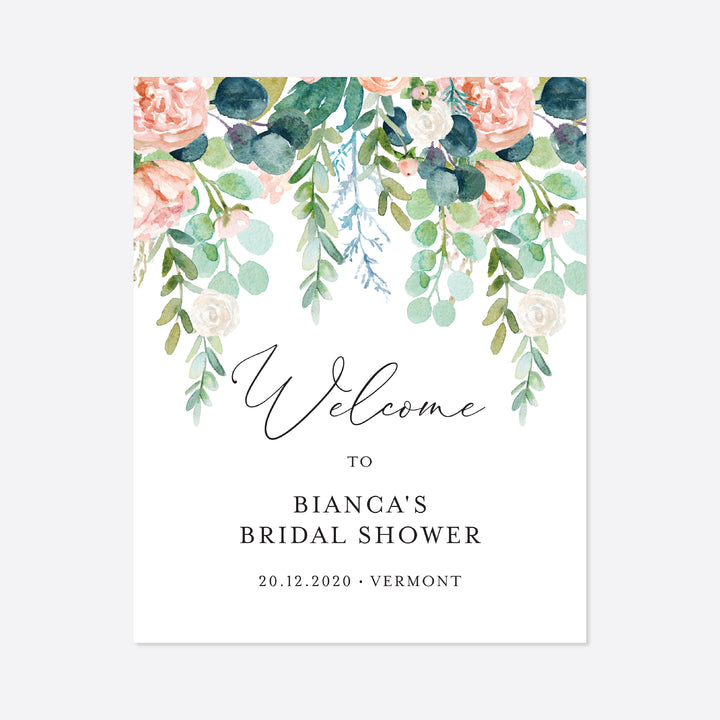 Blush Garden Bridal Shower Welcome Sign Printable