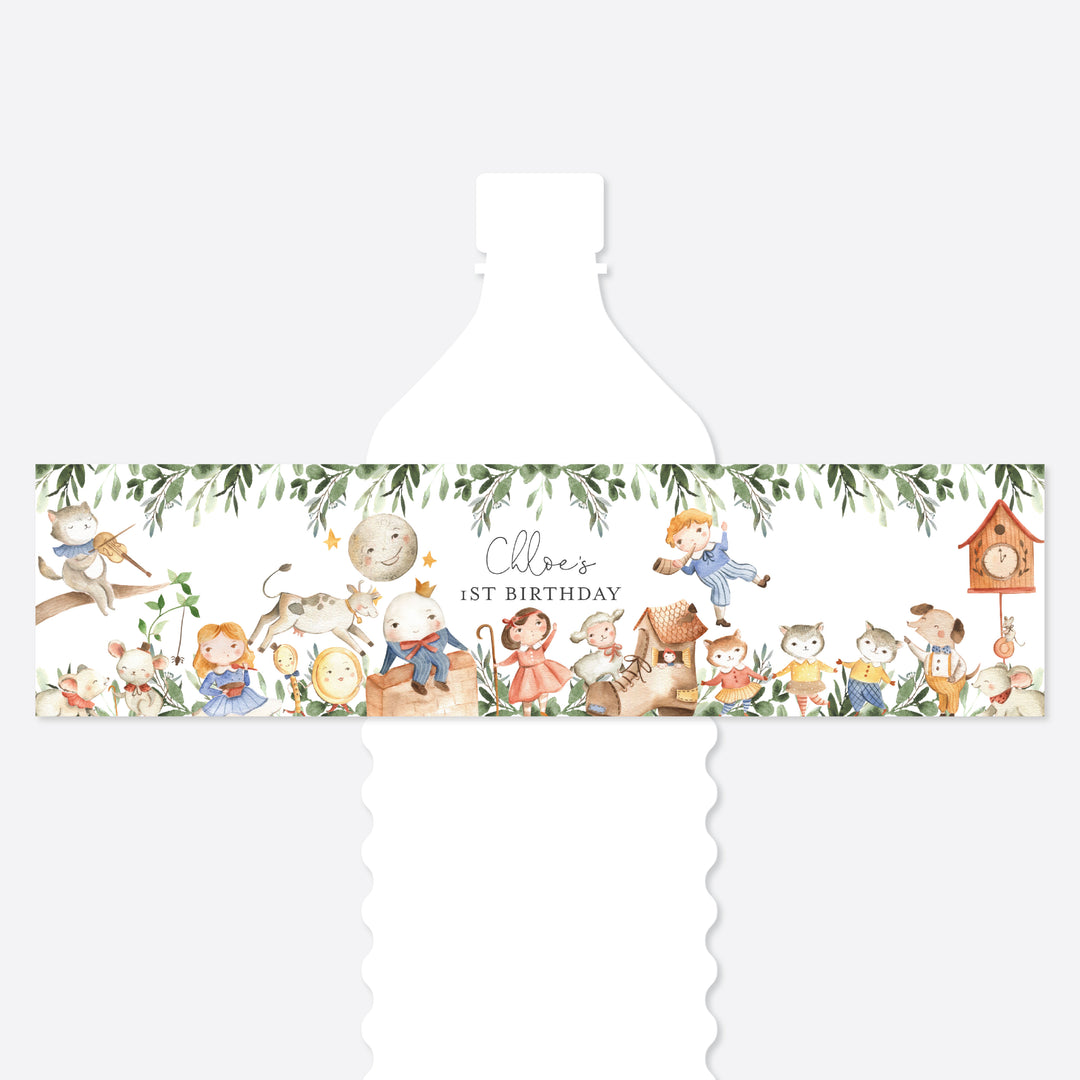 Nursery Rhymes Kids Birthday Water Bottle Label Printable