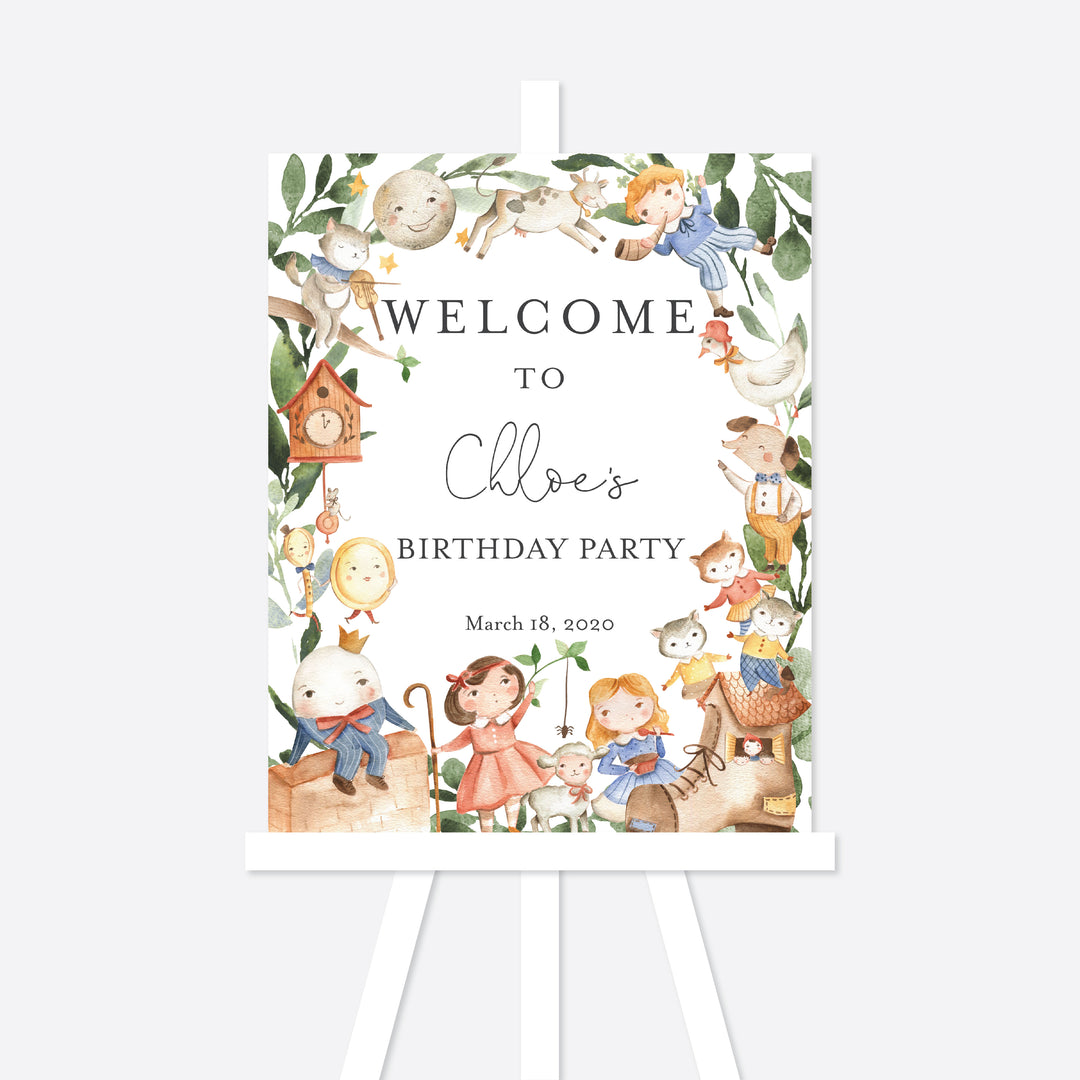 Nursery Rhymes Kids Birthday Welcome Sign Printable