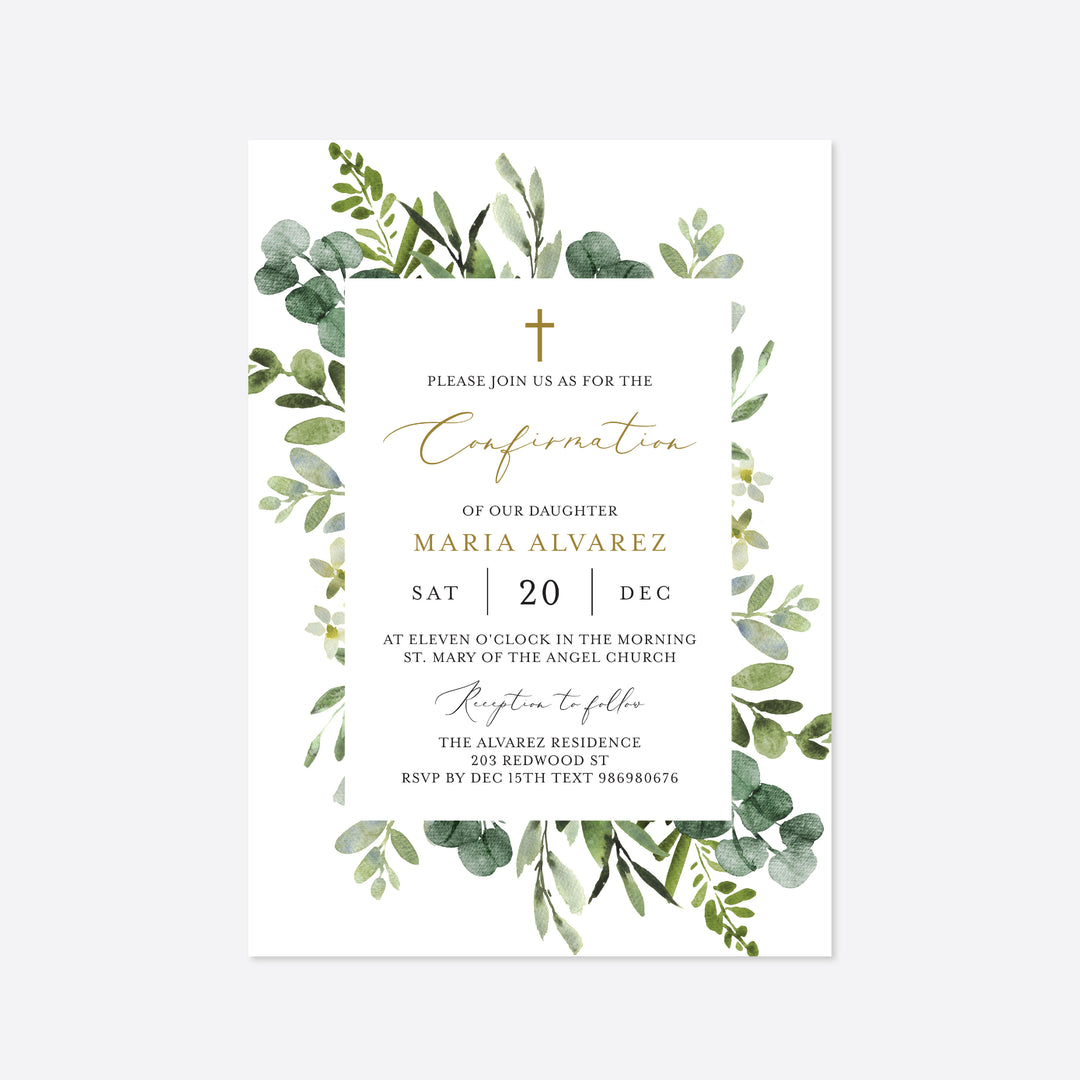 Foliage Confirmation Invitation Printable