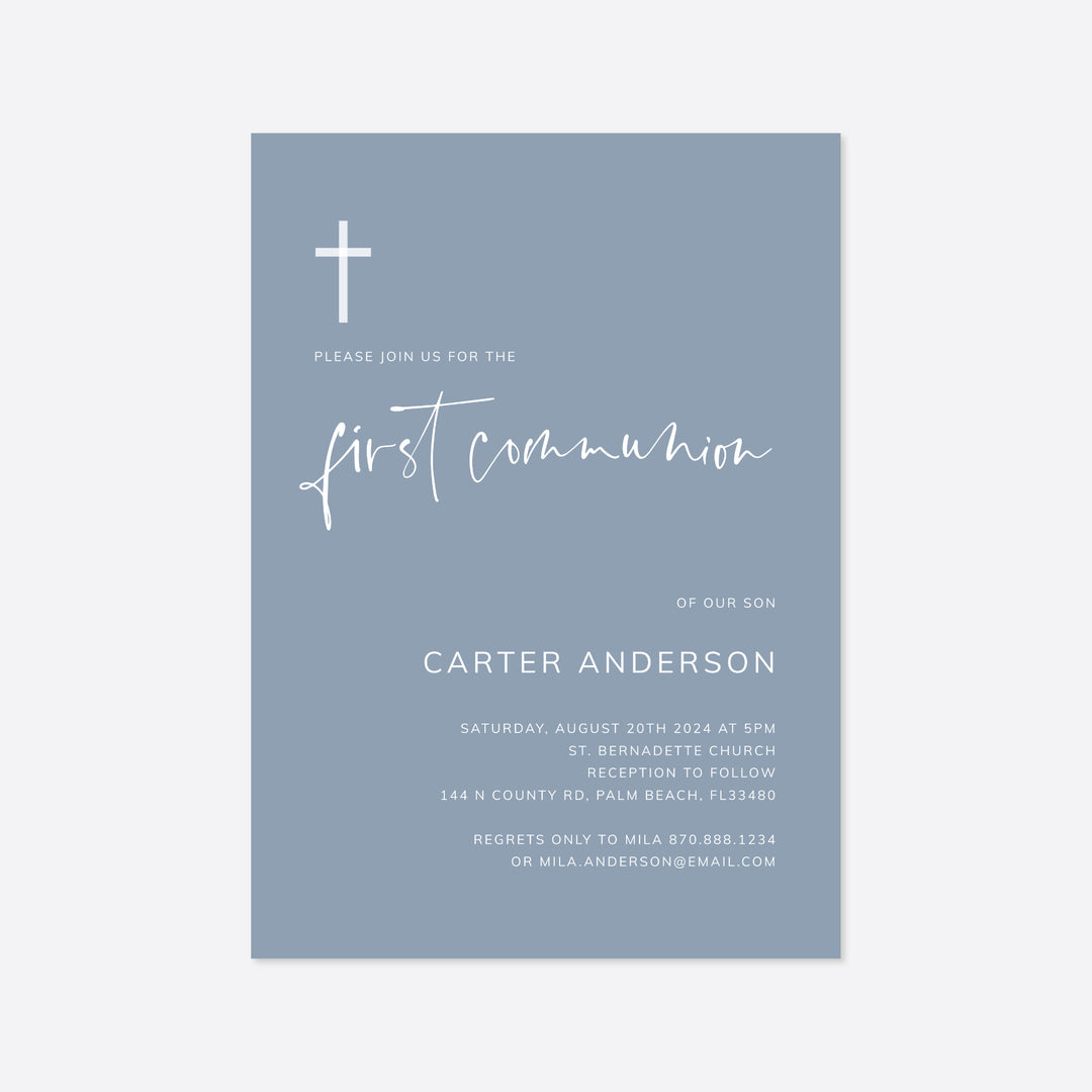 Modern Minimal First Communion Invitation Printable