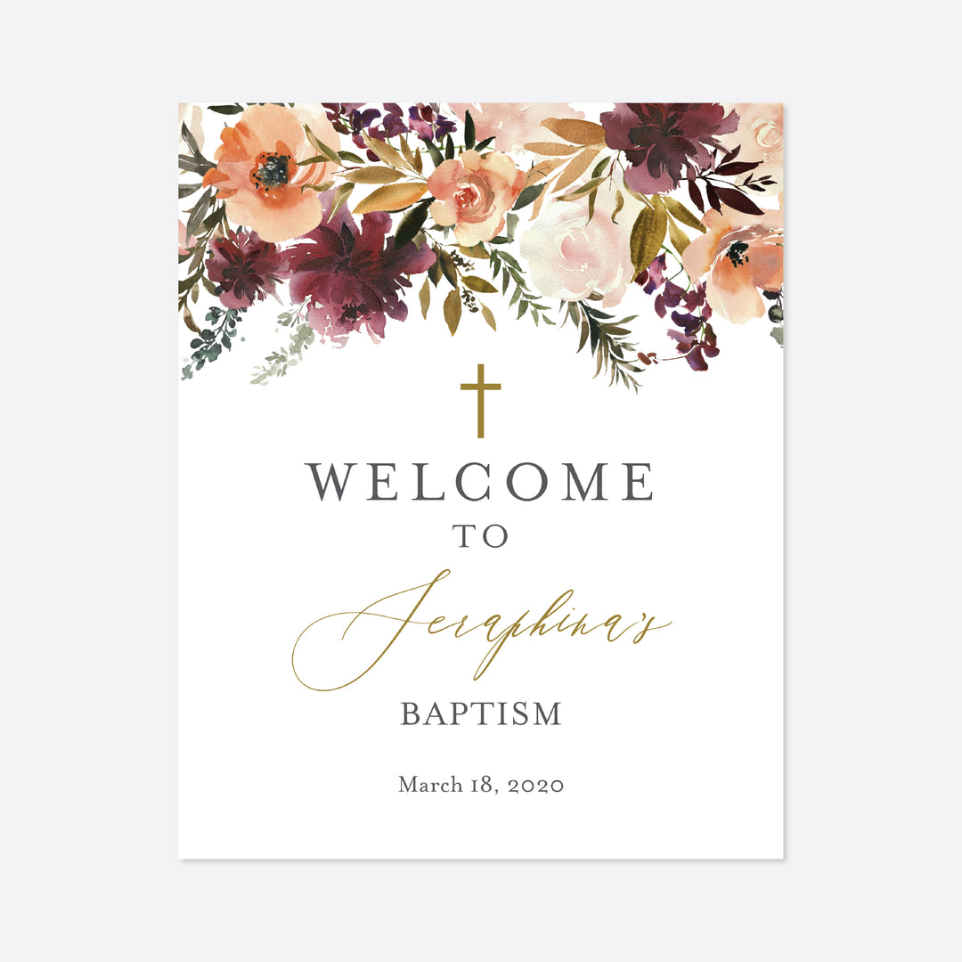 Romance Blush Baptism Welcome Sign Printable