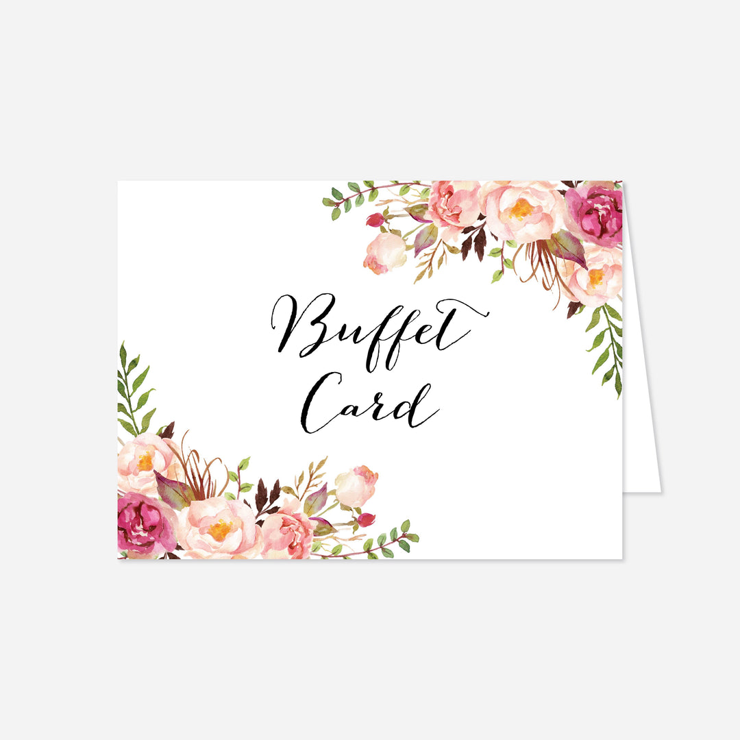 Pink Floral Wedding Buffet Card Printable