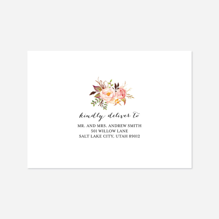 Pink Floral Wedding Envelope Addressing Printable