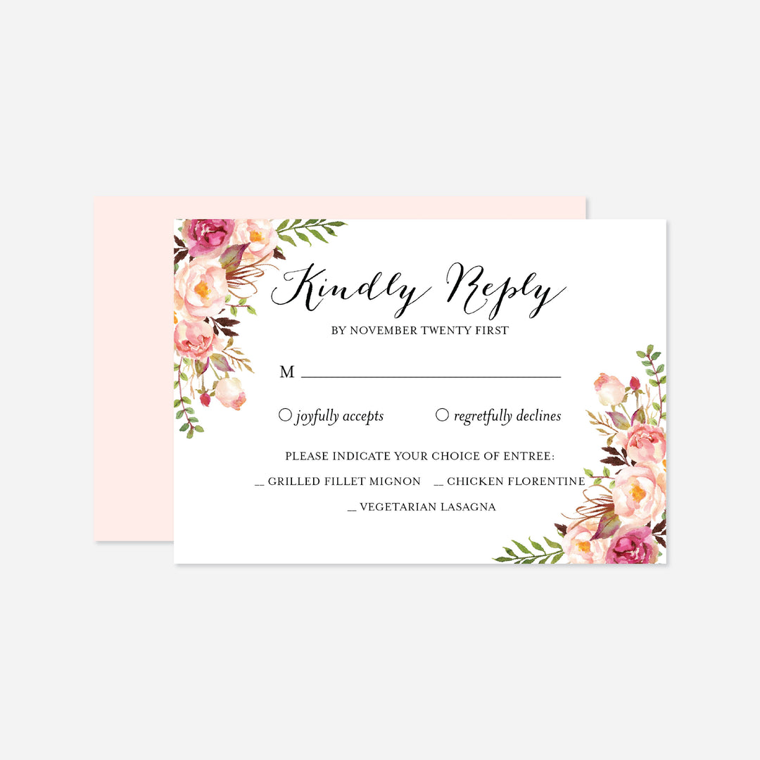 Pink Floral Wedding Suite Printable