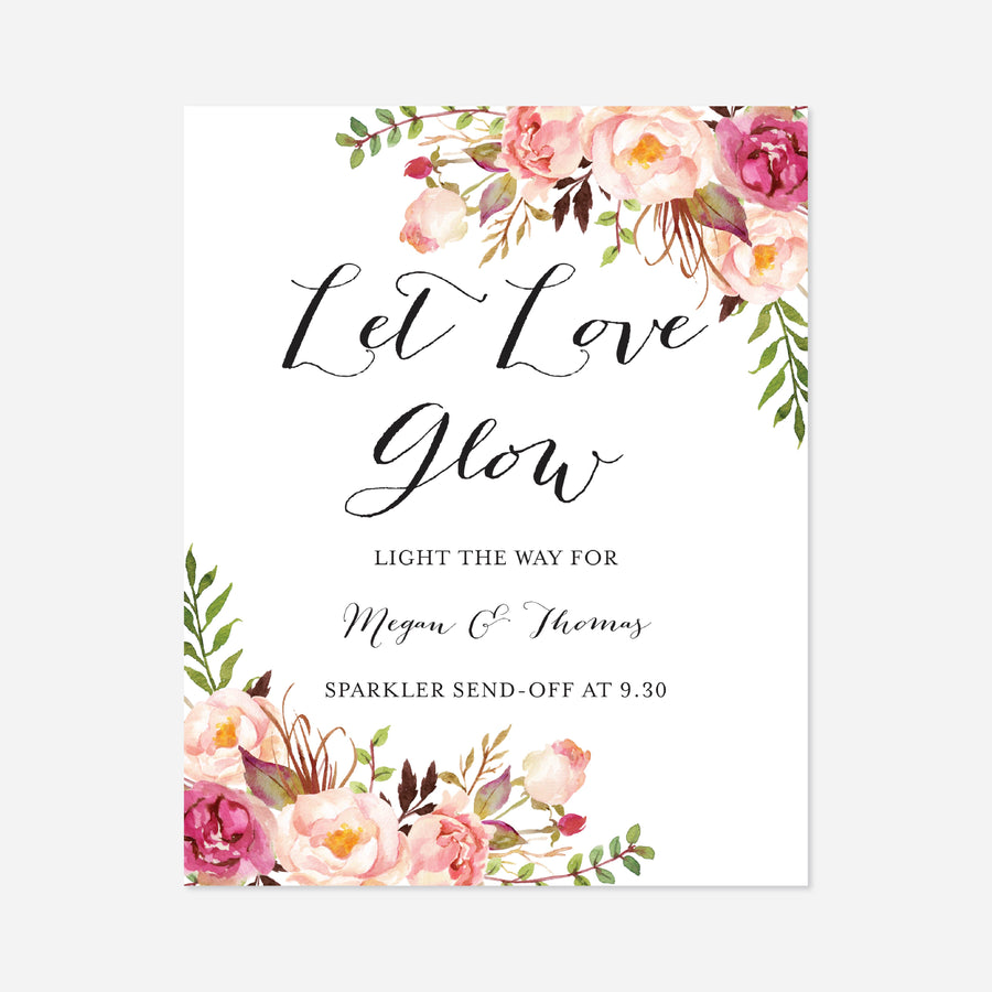 Pink Floral Wedding Sparkler Send Off Sign Printable