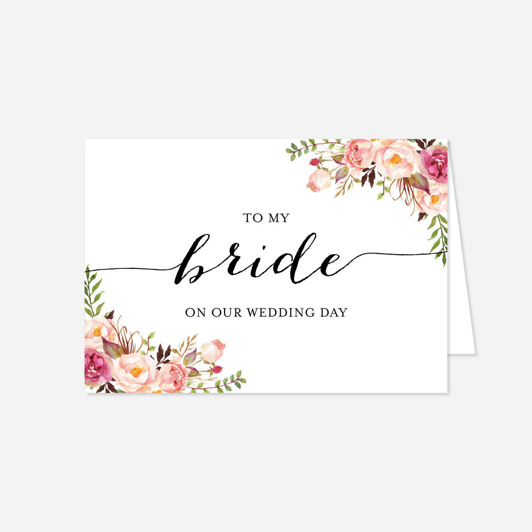 Pink Floral Wedding Day Card Printable