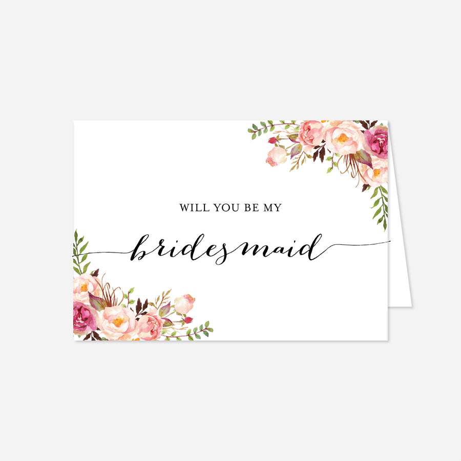 Pink Floral Wedding Proposal Card Printable
