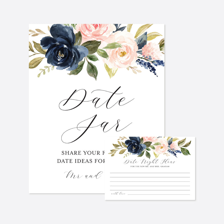 Navy Blush Wedding Date Night Ideas Printable