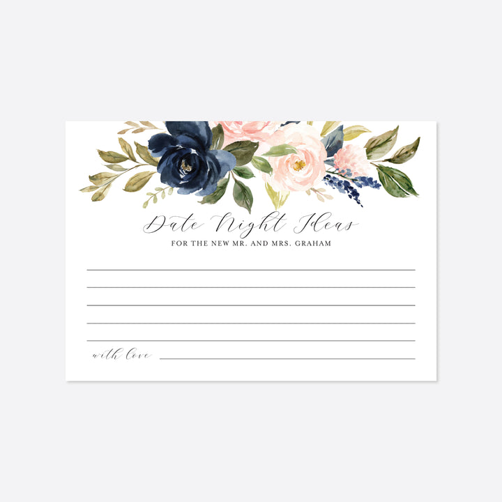 Navy Blush Wedding Date Night Ideas Printable