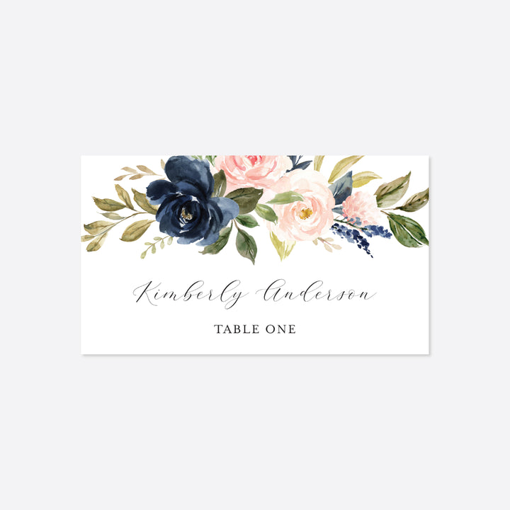 Navy Blush Wedding Place Card Printable