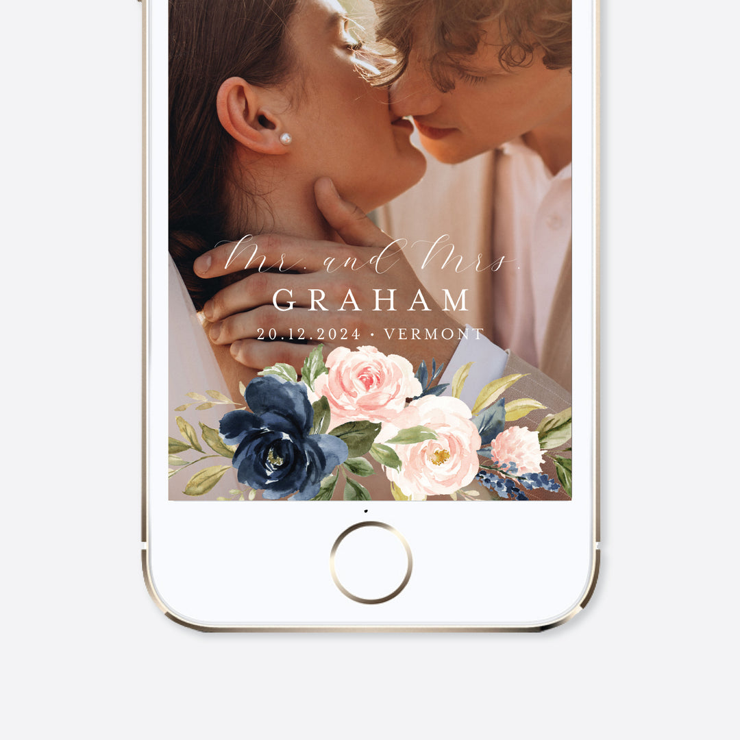Navy Blush Wedding Snapchat Geofilter Printable